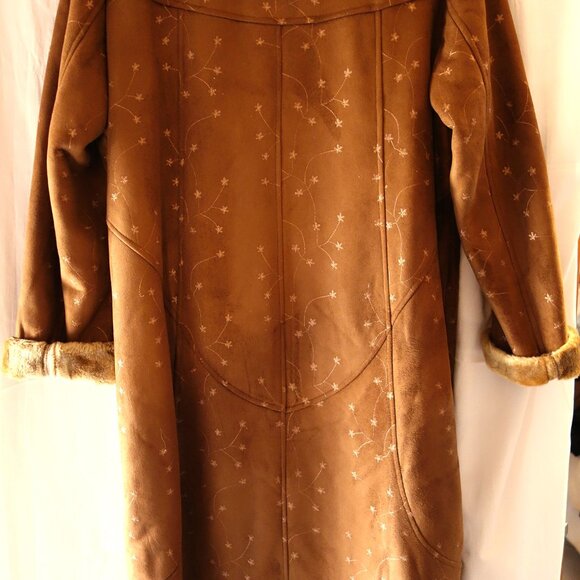 NWOT Gorgeous Honey Brown Vintage Style Faux Suede Fur Winter Coat XL - Picture 6 of 12